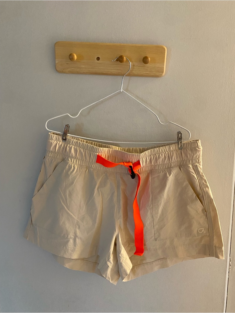 Beige with Neon Cora Belt Hiking Shorts